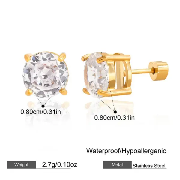 Wholesale 18K Real Gold Plated In Vacuum Plating Furnace 304 Stainless Steel Letter Zircon Earrings Simple Ear Jewelry Waterproof Non-Fading