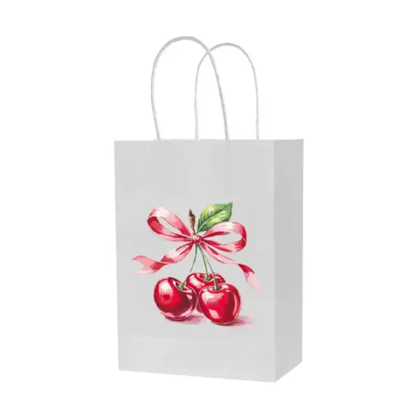 Wholesale Cherry Bow Gift Bag Handheld Fruit Party Favor Thanksgiving Christmas Gift Wrapping Paper Bag Casual Valentine's Day Gift