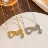 Wholesale Simple, stylish, and unique figure-eight shaped heart-shaped zircon necklace; versatile and elegant women's necklace; a Valentine's Day gift.