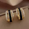 Wholesale Geometric Epoxy Earrings For Women In Copper With KC Golden Plated Water Plating And Zircon Inlay