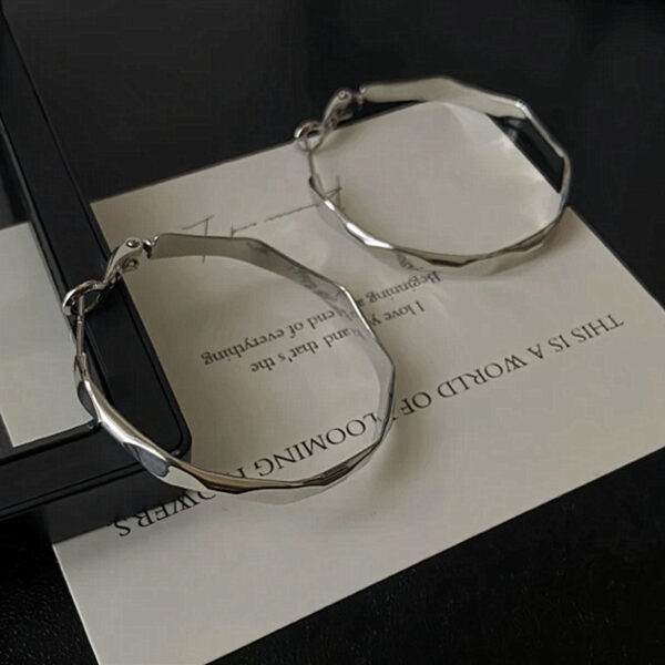 Wholesale silver Geometric Irregular Ear Ring Exaggerated Earrings Women's Fashion Cool S925 Silver Needle Ear Ring Niche Design