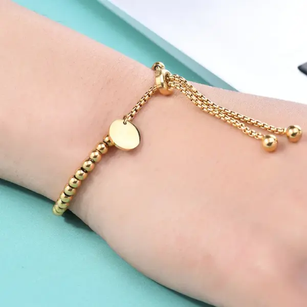 Wholesale PVD Coated 18K Real Gold Plated Geometric Titanium Steel Simple Style Bracelets