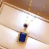 Wholesale Square Claw Setting Pendant Necklace For Women In Copper With KC Golden Plated Water Plating And Zircon Inlay, Featuring Lip Chain
