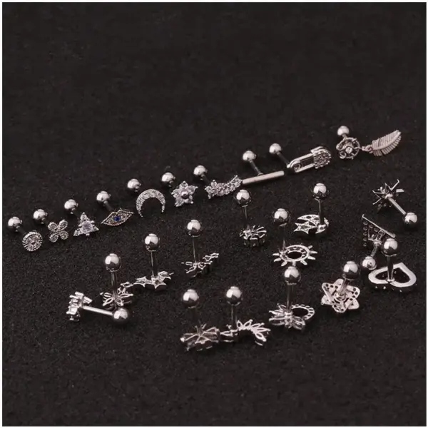 oly-546d8ba46962bcf46dcca124ca1f6620 Wholesale 316L Stainless Steel Copper Ear Cartilage Rings & Studs Flower Waterproof Non Tarnish Surgical Steel