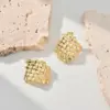 Wholesale Three-dimensional Geometric Stud Earrings For Women, Electroplated Copper With 0.01µm Golden Plated Coating