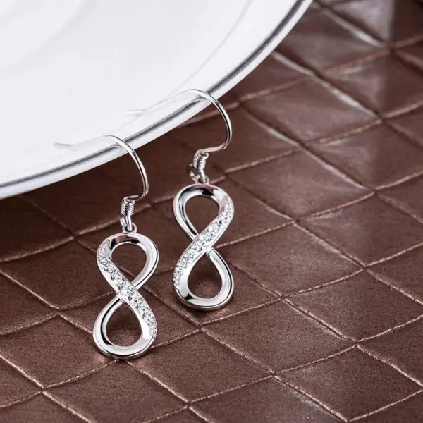 Wholesale Fashion S925 Silver Eight-Character Diamond-Studded Earrings European And American Style U-Shaped Design Electroplating Craft Animal Flag Letter/Letter Pattern Hoop Earrings