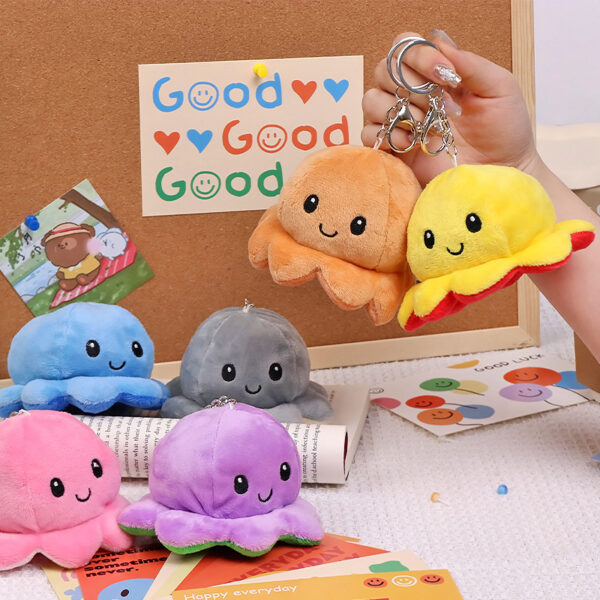 Wholesale Creative Cute Flip Face Octopus Keychain Plush Pendant Doll Plush Toy Bag Pendant