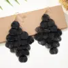 Wholesale Bohemian Dyed Black Tassel Leaves Ear Hook Earrings For Women In KC Golden Plated Alloy