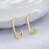 Wholesale Paper Clip Stud Earrings With Electroplated 14K Gold Copper And Zircon Inlay Featuring 925 Sterling Silver Ear Pins