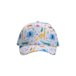 White background giraffe-children's peaked cap / (Free size-Velcro adjustment)(52-54cm)