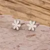 Wholesale Girls' Daily Mini Earrings Fashion 304 Stainless Steel 18K Gold Plated Vacuum Electroplating Cut Flower Leaf Simple Style Earrings