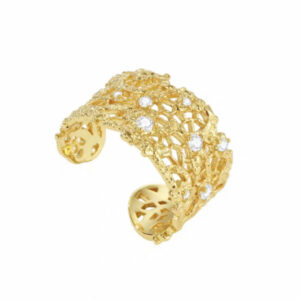 J647 wide lace gold ring