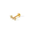 Wholesale 304 Stainless Steel Gold Plated Vacuum Electroplating (In Furnace) Gold Color Zircon Inlaid Heart-shaped Leaf Flower Women's Suitable Ear Cuff