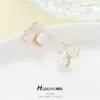 Wholesale Ginkgo Leaf Earrings For Women With 925 Sterling Silver Posts, Copper Base, 14K Real Gold Plated And Zircon Inlay
