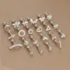 Wholesale 304 Stainless Steel Zircon Moon Heart Shape Flower Ear Studs