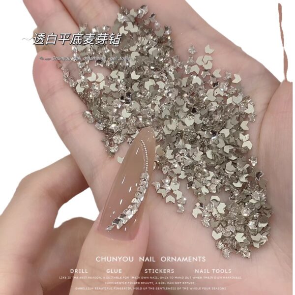 Wholesale K9 nail art malt drill explosion flat bottom drill small size through white spiced wheat spike crystal special-shaped drill nail art jewelry