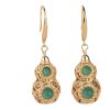 Wholesale [Ancient method plating 24k gold] craft National style earrings hollow gourd chalcedony design retro earrings