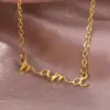 Wholesale PVD Coated Real Gold Plated Letter 304 Stainless Steel MAMA Simple Style Waterproof Non Tarnish 304 Stainless Steel Lobster Trigger Clasp Closure Necklace