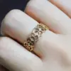 Wholesale Geometric Claw Setting Ring For Women In Copper With KC Golden Water Plating And Zircon Inlay