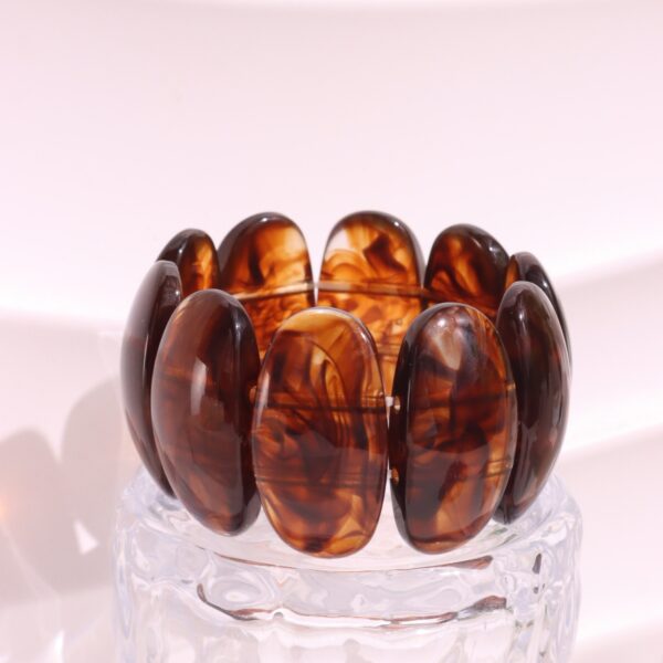 Wholesale Fashionable Amber Pattern Acrylic Bracelet, Exaggerated Geometric Hand-Beaded Pattern Bracelet