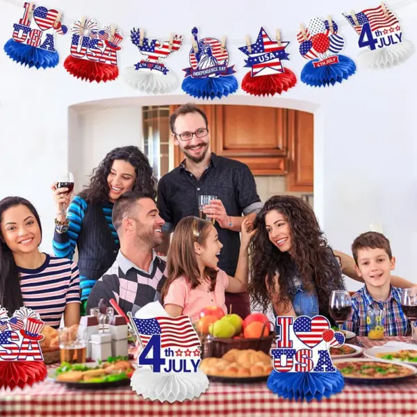Wholesale 71st Anniversary Decoration Honeycomb Decorations Party Table Decorations American Independence Day Festival Supplies