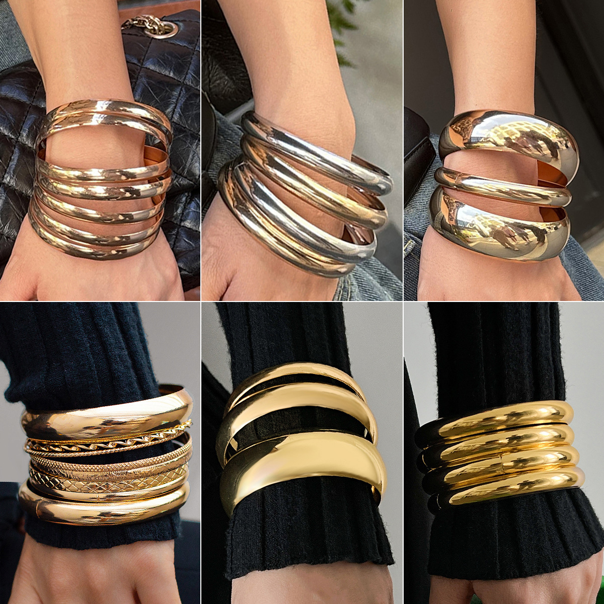 Wholesale Cross-border bracelet European and American Bracelet Retro Niche Glow Bracelet suit Exaggerated Snakeskin Thread Hand Jewelry