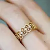 Wholesale Geometric Claw Setting Ring For Women In Copper With KC Golden Water Plating And Zircon Inlay