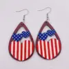 Wholesale Wooden Earrings USA Flag Star Heart Shaped July 4th Holiday Jewelry Gifts Irregular Geometric Waterdrop U Shaped Women's Earrings