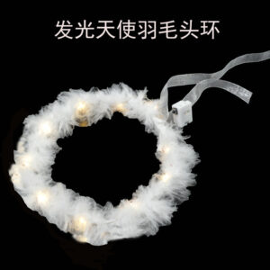 Wholesale Cross-border Hot Sale Angel Feather Luminous Headband Children's Feather Headband Cute Super Cute Headwear Selfie Performance Headwear