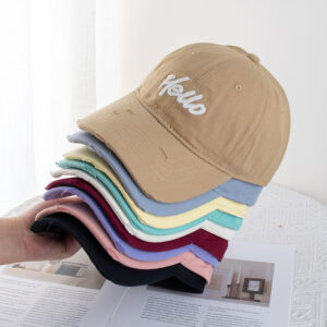 Wholesale Spring and Summer Mint Green Hole Embroidered Letters Baseball Hat Wide Brimmed Face Small Soft Top Dopamine Cap Sunshade