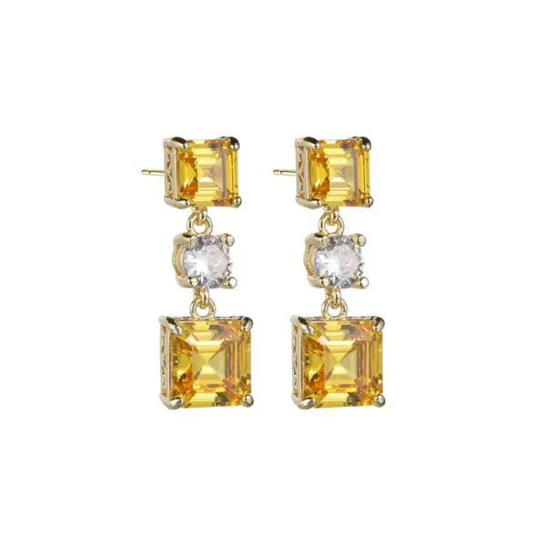 Wholesale 1 Pair Basic Simple Style Square Inlay Copper Zircon Drop Earrings