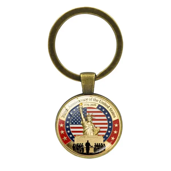 Wholesale United States American National Day Memorial Keychain In Silver Zinc Alloy