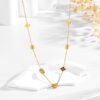 Wholesale Titanium steel 18k real gold electroplated bracelet, colorfast four-leaf clover necklace