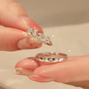 oly-556c89a4e90b534dd2857a8973b708e2 Wholesale Square sugar romantic encounter couple ring sterling silver pair of light luxury niche men and women ring wedding ring Valentine's Day gift