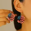 oly-556fc844d6cd2ac548131317b3b7a7bb Wholesale 1 Pair Vintage Style Classic Style American Flag Flower Bow Knot Acrylic Drop Earrings