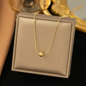 Wholesale PVD Coated Real Gold Plated 18K Gold Solid Color 304 Stainless Steel Simple Style Waterproof Non Tarnish 304 Stainless Steel Necklace