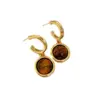Wholesale 1 Pair Elegant Simple Style Geometric Plating Tiger Eye Drop Earrings Ear Studs