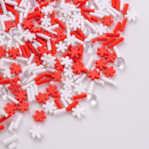 Red and white particles + red and white snowflakes / 10g a pack