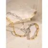 Wholesale Jewelry Simple Style Classic Style Paper Clip 304 Stainless Steel 18K Gold Plated PVD Coated Mixed Metal Bracelets Necklace