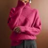 Wholesale pullover loose temperament commuter sweater solid color high collar diamond fashion sweater women