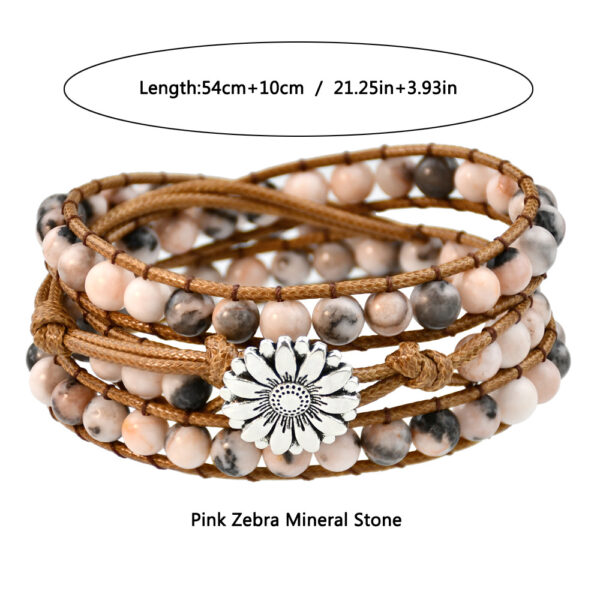 oly-559786aac8903d2192e19a75b64e6005 Wholesale Accessories Hand-woven Pink Zebra Stone Beaded Bracelet Retro Bohemian Multi-layer Bracelet for Women