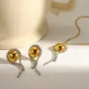 oly-559f13a6150a2369d5ff264f6434ee44 Wholesale 18K Gold Plated 304 Stainless Steel Vacuum Electroplating (In Furnace) Zircon Geometric Mixed Color (Jewelry Metal Contrast Color) British Style Cable Chain/Cross Chain/O Chain Jewelry Set For Women Independence Day