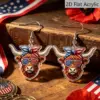 Wholesale Retro Cattle Print Drop Earrings For Women With 304 Stainless Steel Ear Pins In White And Red Acrylic