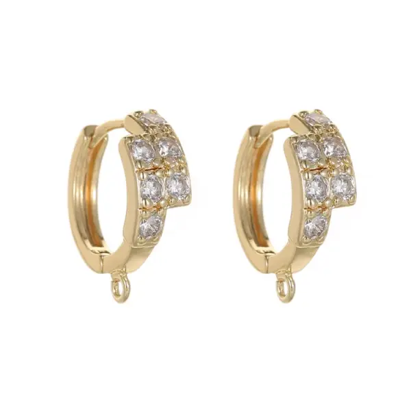 Wholesale Circle Hoop Earrings For Women In Copper With Zircon Inlay, Simple Style Featuring Copper Ear Pins