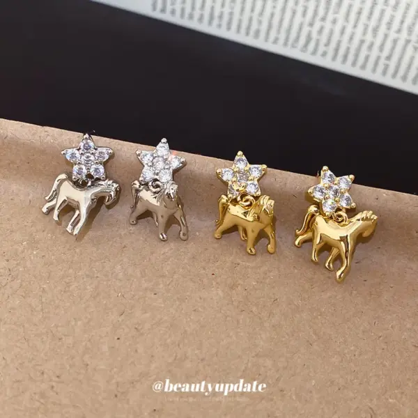 Wholesale Star Stud Earrings For Women In 925 Sterling Silver With Zircon Inlay, Available In Golden