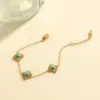 Wholesale 1-piece Gold Stainless Steel Vintage Flower Turquoise Women's Fashion Bracelet Suitable For Party Banquet Daily Wear Gift Jewelry