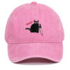 Wholesale Black Cat Knife Embroidered Baseball Cap Cotton Old Washed Baseball Cap Outdoor Hugh