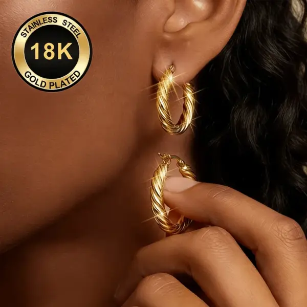 Wholesale Round Hypoallergenic Earrings In 304 Stainless Steel With 18K Real Gold PVD Coated Plating, 0.03µm Thickness, Unisex