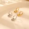 Wholesale PVD Coated Real Gold Plated 18K Gold Solid Color 304 Stainless Steel Simple Style Waterproof Non Tarnish Drop Earrings