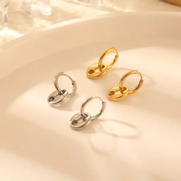 Wholesale PVD Coated Real Gold Plated 18K Gold Solid Color 304 Stainless Steel Simple Style Waterproof Non Tarnish Drop Earrings